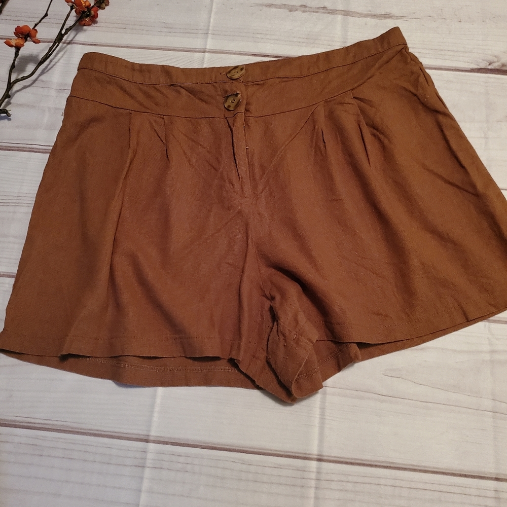 5/25 June & Hudson XL Rust Linen Rayon Shorts